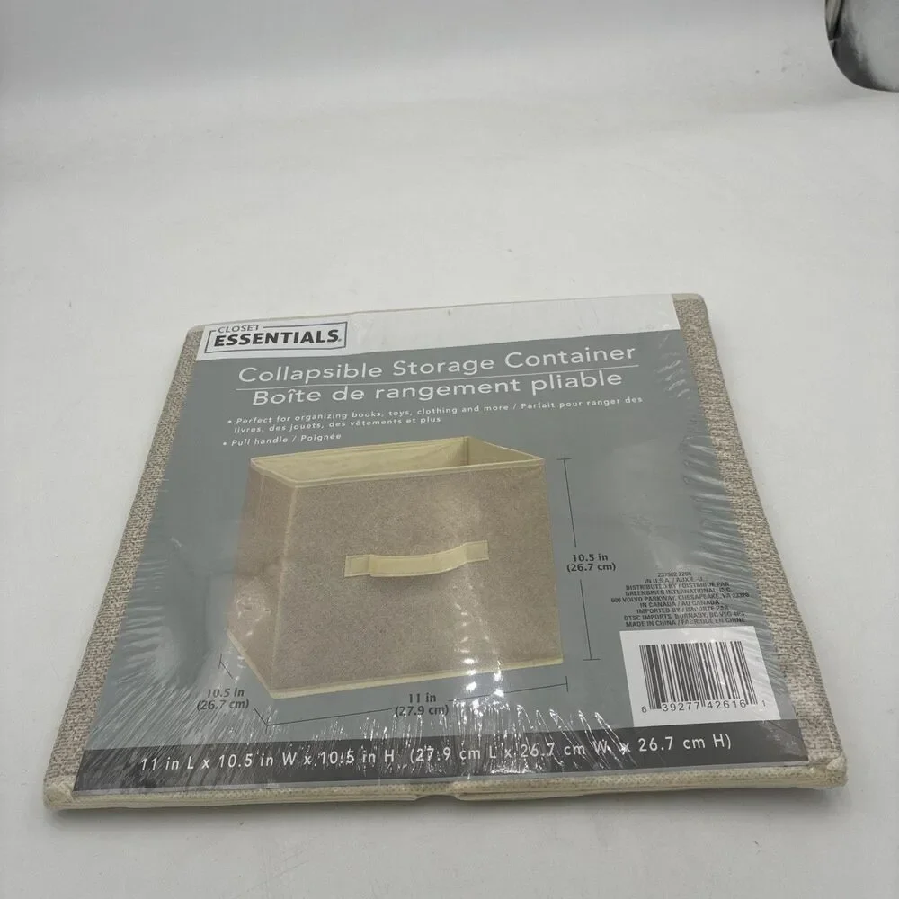 NEW Convenience Pieces Foldable Storage Cubes  With Handle Beige-10.5-11-10.5in